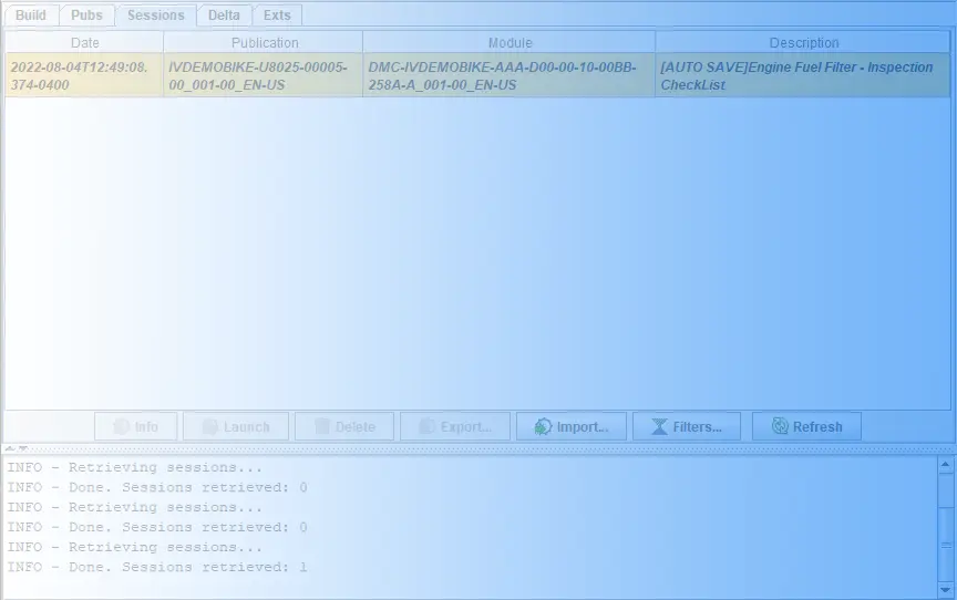 Screenshot of IrisView Builder Session Manager Example